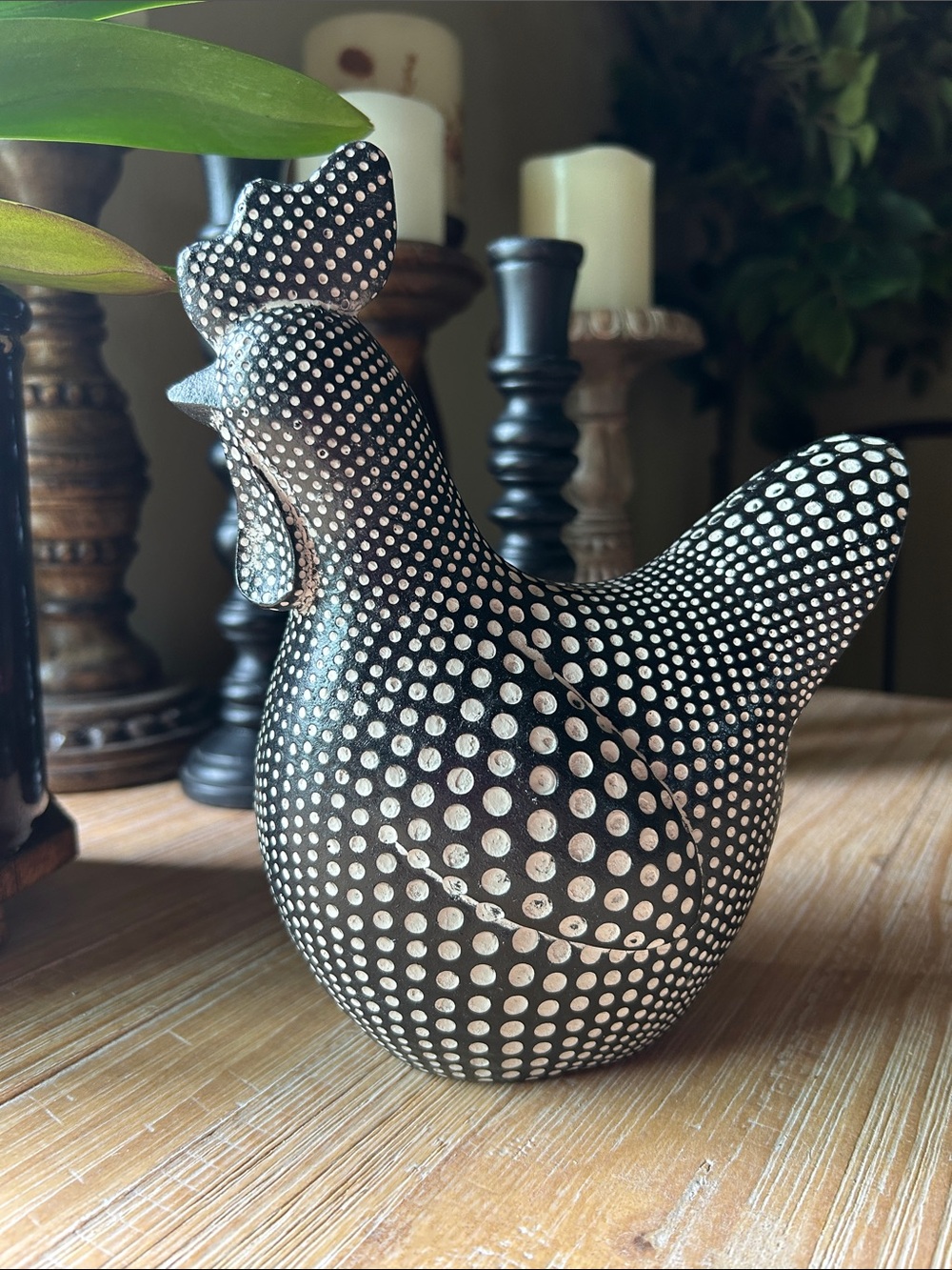 Pier 1 Black & white Ceramic Hen Dot Detail